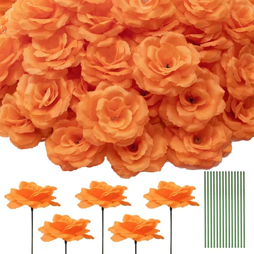 Vista 19 de Eternal Blossom 50 piezas de rosas negras artificiales, flor artificial con tallo, ramo de rosas para decoración, 3 pulgadas de flor falsa de seda