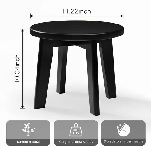 Vista 3 de Taburete de Apoyo para Pies de Ducha y Afeitado, Taburete de Paso de Bambú para Niños y Adultos, Taburetes Pequeños Portátiles de Madera para Dentro