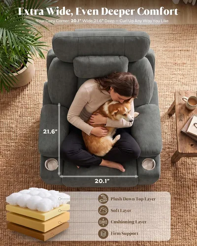 Vista 7 de Silla mecedora para guardería con reposabrazos y reposacabezas ajustables Gris