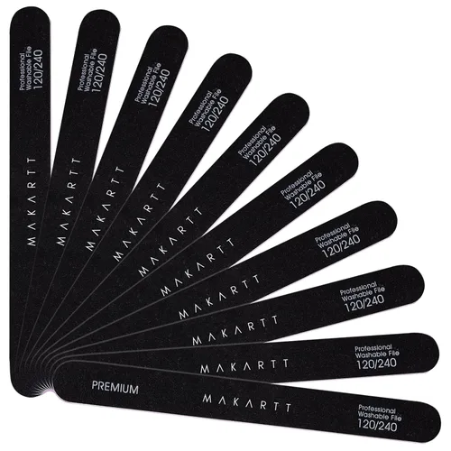 Vista 15 de Makartt Lima de uñas, tablas de esmeril de grano 100/180 para uñas, kit profesional de limas de doble cara lavables para lima de uñas media y suave