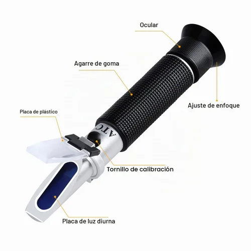 Vista 3 de Óptica Refractómetro de alcohol Compensación automática de temperatura Medidor de alcohol 0 ~ 80% v/v Alcohol Alcohol Medidor herramienta