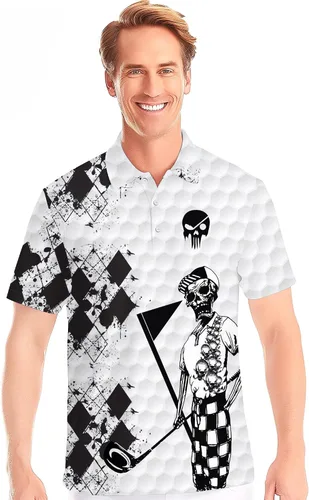 Vista 2 de PAGYMO Golf Shirts for Men Crazy Print Hawaiian Funny Mens Polo Shirt