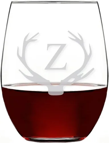 Vista 28 de Antler Initial - Copa de vino sin tallo (15 onzas, letra B, 4 unidades)