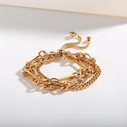 Vista 5 de Pulseras de oro de 14 quilates para mujer, pulsera deslizante ajustable para mujer, pulsera de cadena de oro