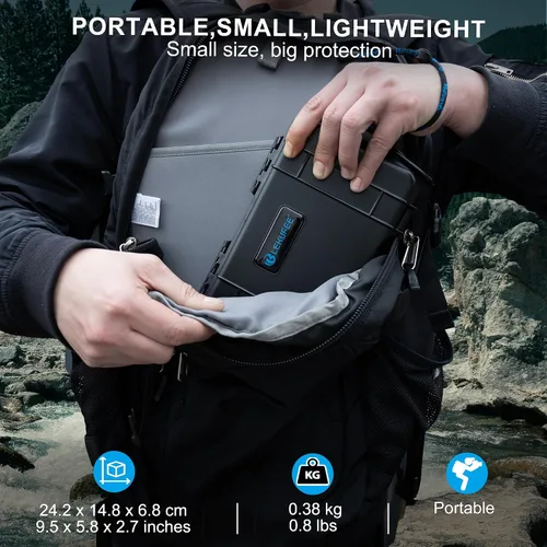 Vista 4 de Lekufee Estuche rígido impermeable de viaje para DJI Osmo Mobile 8, Osmo Mobile 7P / 7 estabilizador de cardán y accesorios (solo funda y bolsa)