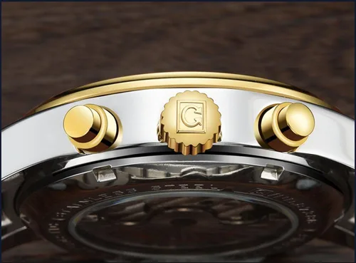 Vista 5 de Tourbillon automático para hombre multifunción zafiro oro acero inoxidable impermeable esfera azul reloj