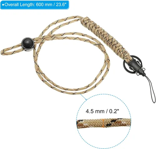 Vista 2 de PATIKIL Cordón de paracaídas, cordón trenzado, llavero ajustable para insignias