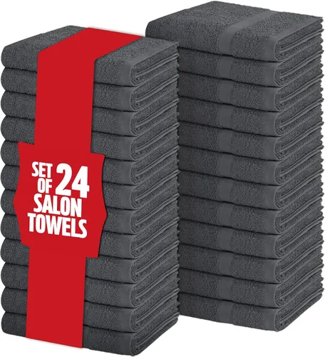 Vista 5 de Pearl Linens Paquete de 24 toallas de mano 100% algodón, toallas de salón para spa, gimnasio y baño, toallas para el pelo a granel, suaves