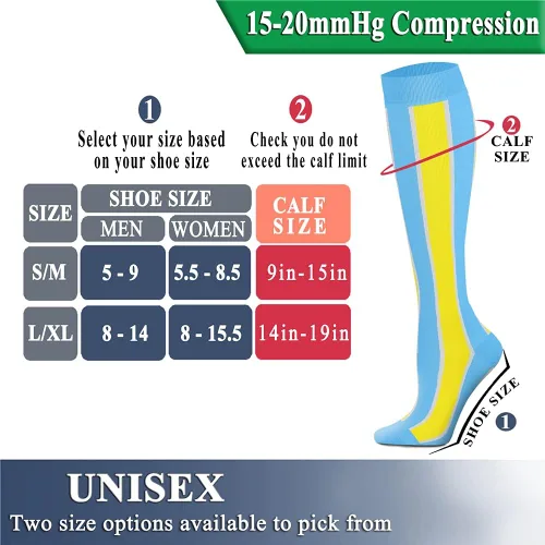 Vista 6 de QUXIANG - Calcetines de compresión de cobre para mujeres y hombres (8 pares), lo mejor para correr, ciclismo, atletismo, 15-20 mm Hg