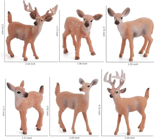 Vista 2 de Juego de animales salvajes del bosque, juego de figuras de ciervos de cola blanca, juguetes de decoración de escena de Navidad, accesorios