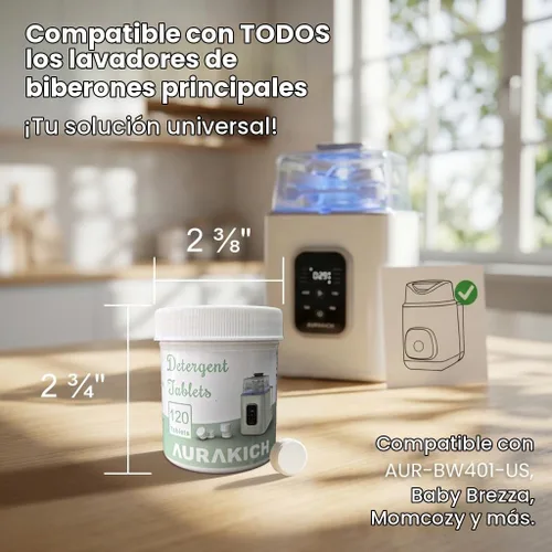 Vista 3 de Tabletas detergentes para lavadora de botellas, 120 tabletas