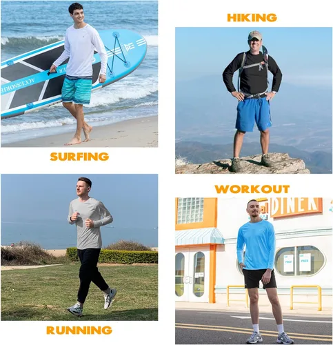 Vista 4 de NAVISKIN - Camisas de protección contra erupciones para hombre, camisetas de natación FPU 50+ con protección solar ultravioleta, de manga larga