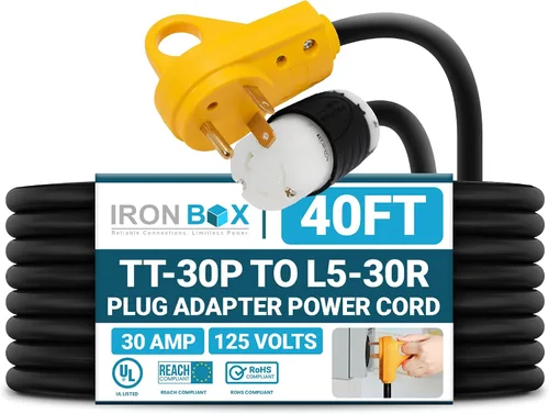Vista 13 de IronBox Electric TT-30P a TT-30R - Adaptador y extensión - 30A, 125V, 10/3 SOOW - Cable adaptador de conector de enchufe resistente, cable