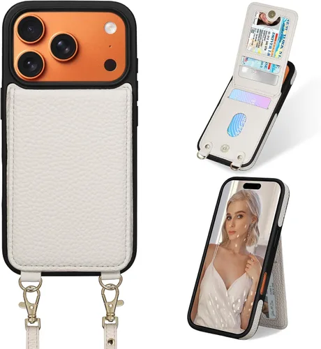 Vista 35 de Funda para iPhone 12 Pro/12, 6.1'', Funda Cartera Cruzada Desmontable con Ranuras para Tarjetas con Bloqueo RFID, Anillo de Soporte 360, Funda Negro