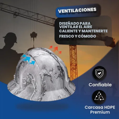 Vista 6 de Casco de ala completa actualizado, ventilado, acolchado, aprobado por la OSHA Tipo 1 Clase C para trabajos de construcción, cascos de construcción