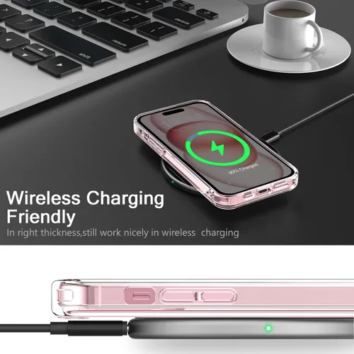 Vista 4 de bicol - Funda protectora a prueba de golpes para iPhone 15 Plus, funda delgada de acrílico transparente y diseños modernos para niña y mujer, 6.7