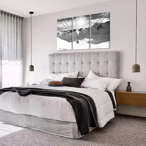 Vista 4 de Biuteawal 3 piezas de arte de pared de invierno en blanco y negro para remonte al sol, imágenes en lienzo, pintura de paisaje de montaña de nieve
