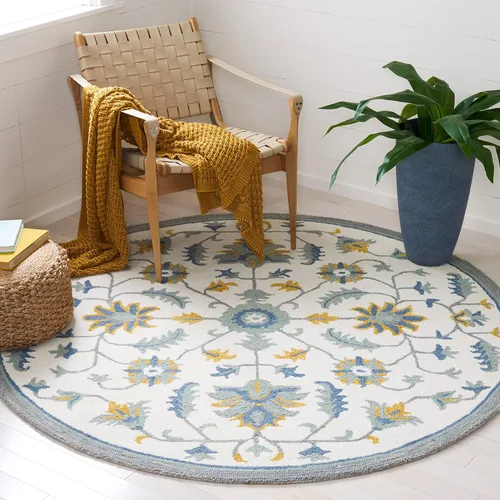 Vista 11 de SAFAVIEH Metro Collection - Alfombra de pasillo de 2 pies 3 pulgadas x 9 pies, marfil y azul, lana hecha a mano, ideal para zonas de alto tráfico
