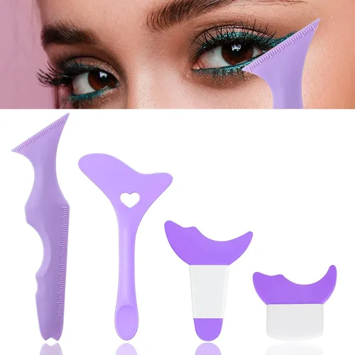 Vista 8 de 4 plantillas de silicona reutilizables para delineadores de ojos, protector de máscara de pestañas, herramienta de ayuda para aplicadores de sombra