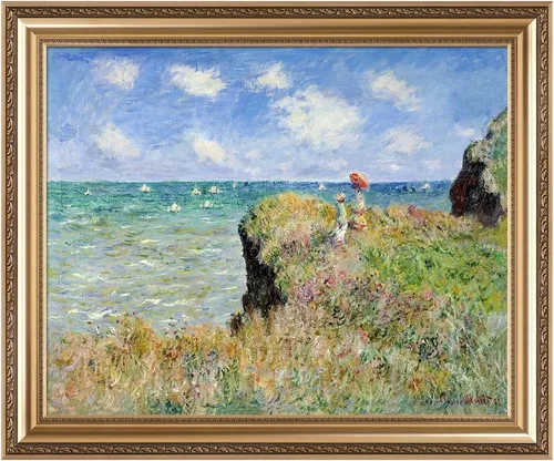 Vista 43 de IPIC - Reproducción artística de los lirios de agua de Claude Monet 1906, impresiones giclée coinciden con el marco dorado clásico, arte de pared