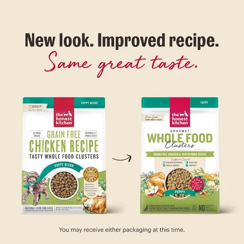 Vista 4 de The Honest Kitchen Racimos de alimentos enteros para cachorros sin granos de pollo alimento seco para perros, bolsa de 4 libras