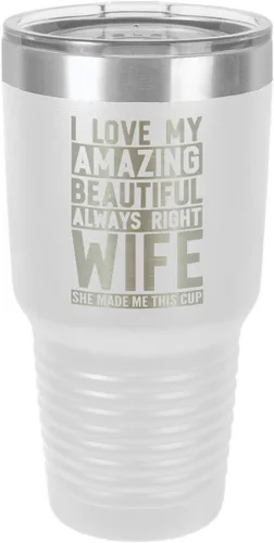Vista 20 de OnlyGifts.com - Vaso con pajita y texto "I love my wife", 30 onzas, Negro