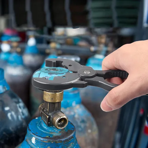 Vista 2 de Llave de válvula de cilindro de gas, herramienta de apertura ajustable multifunción para soldar fontanería aleación de aluminio negro ABS 1 paquete