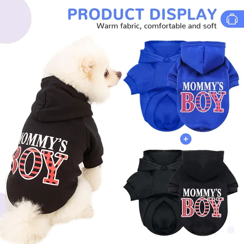 Vista 2 de BAEMJK - Paquete de 2 sudaderas con capucha para perros pequeños, ropa para perros con agujero para la correa, sudadera suave y cálida