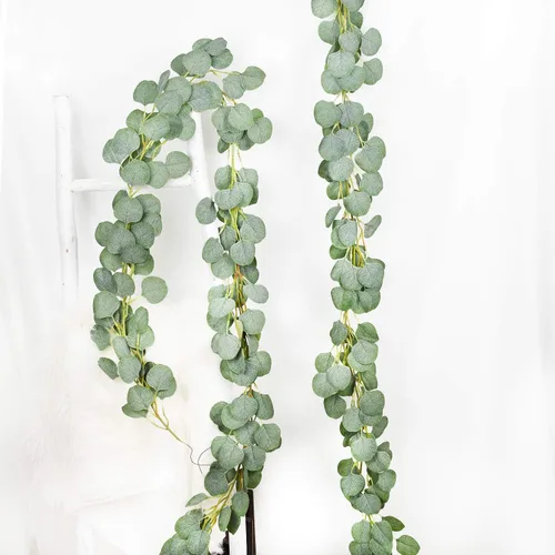 Vista 9 de DearHouse Paquete de 4 guirnaldas artificiales de eucalipto de seda sintética, hojas de eucalipto, enredaderas, guirnalda hecha a mano, vegetación