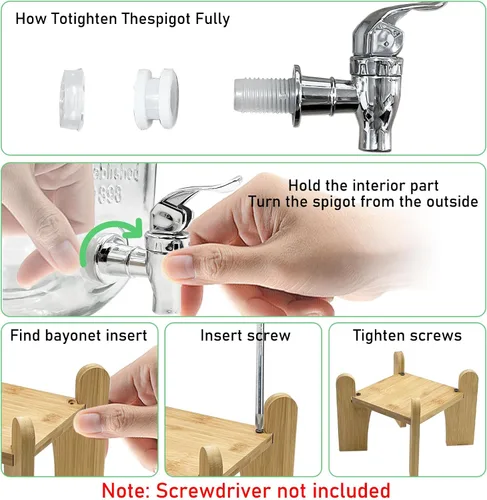 Vista 5 de Tfwadmx Dispensador de bebidas de 1 galón para fiestas, dispensador de bebidas con soporte de madera, dispensador de limonadas, jarra de té helado