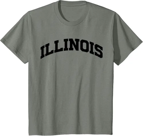 Vista 85 de Illinois Gift - Camiseta de diseño deportivo con texto universitario, gris, S