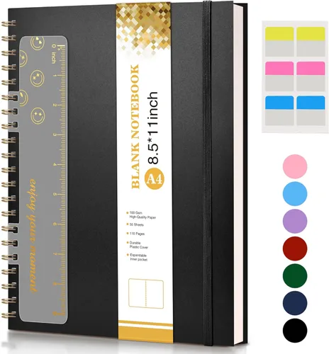 Vista 31 de Cuaderno de espiral de 8.5 x 11 pulgadas, cuadernos grandes A4 para mujeres y hombres, diario rayado universitario, papel de 3.53 oz/m², diarios
