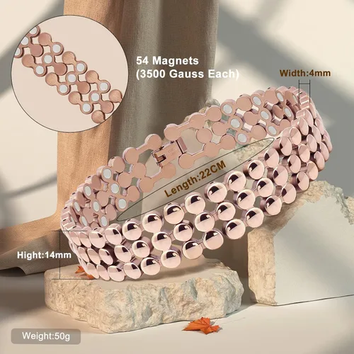 Vista 3 de JEROOT Pulseras magnéticas de ultra resistencia, pulsera para mujeres y hombres, imanes de neodimio de 3500-6000 Gauss, joyería de regalo de terapia