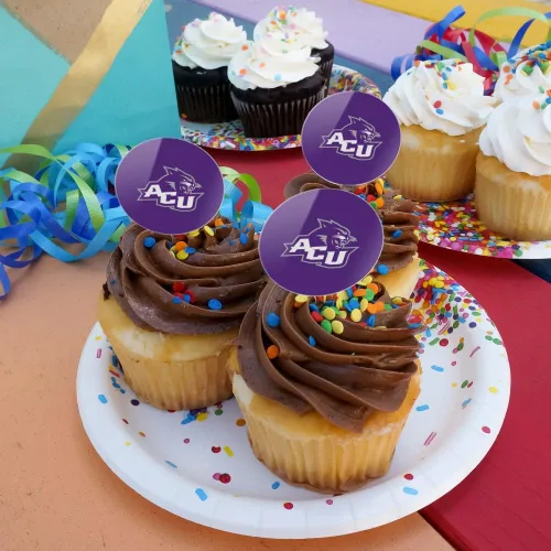 Vista 4 de GRAPHICS & MORE Abilene Christian Primary Logo Cupcake Picks Toppers Decoración Set de 6