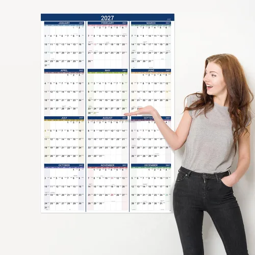 Vista 8 de Calendario anual de pared 2027, enero de 2027 a diciembre de 2027, planificador anual, 34.3 x 22.8 pulgadas (abierto), calendario de pared grande 27