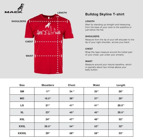 Vista 7 de MACK Camiseta Bulldog Skyline, rojo cardenal
