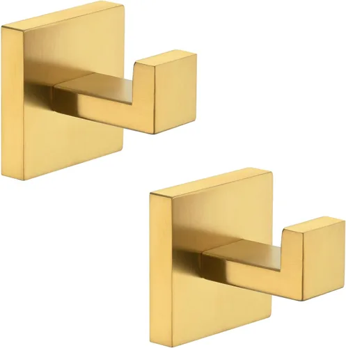 Vista 15 de Gancho para Toalla Angle Simple Negro y Oro, Gancho de Baño Cuadrado de Acero Inoxidable 304 para Pared SUS304 acero inoxidable, soporte