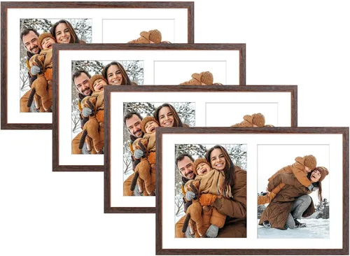 Vista 14 de Golden State Art, marco de collage de madera negra de 12 x 19 con paspartú blanco - Muestra dos fotos de 8 x 10 - Vidrio real, colgador de dientes