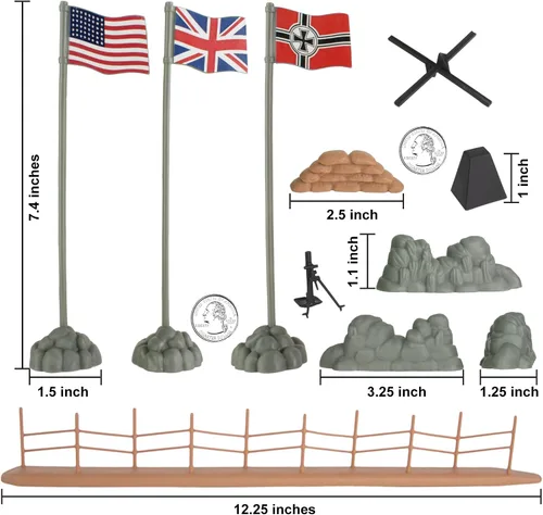 Vista 4 de BMC Toys - Soldados de plástico de la Segunda Guerra Mundial, invasión de Normandía, 114 piezas en caja