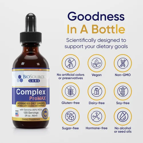 Vista 2 de BioSource Labs Complex ProMAX Premium Diet Drops (1 botella de 2 onzas)