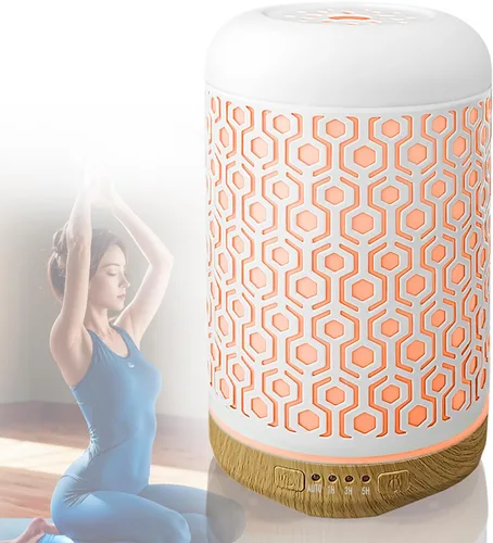 Vista 2 de Difusor de aceite esencial, humidificador ultrasónico Iron-Art de 8.8 fl oz, difusor de aceite de aromaterapia con 4 modos de temporizador y 7 luces