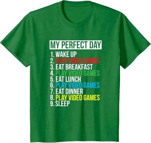 Vista 42 de My Perfect Day" - Camiseta negra de ajuste clásico, cuello redondo, manga corta, poliéster y algodón, Negro