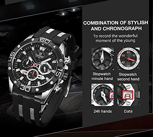 Vista 4 de Naviforce hombres militares deportes relojes moda silicona correa reloj lujo impermeable luminoso cronógrafo cuarzo reloj hombre