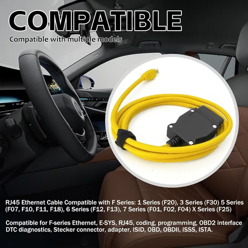 Vista 3 de Connect Fit para cable OBD2 compatible con BM-WW F serie F codificación Ethernet ENET Rj45 OBD cable codificación E-SYS ISTA + ICOM Bootmod3