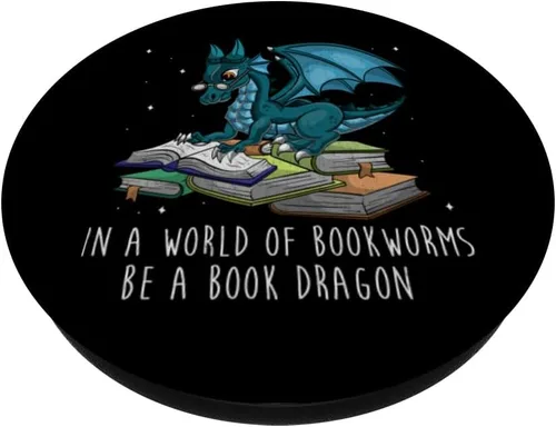 Vista 2 de In A World Full Of Bookworms Be A Book Dragon PopSockets Grip y soporte para teléfonos y tabletas