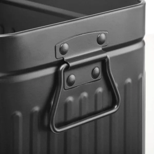 Vista 5 de mDesign Cepillo de inodoro compacto de metal, cubo de basura rectangular, cubo de basura/cubo de reciclaje combinado para limpieza y almacenamiento