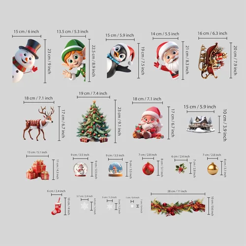Vista 6 de WALPLUS Adhesivos de Navidad para Ventana - Decoraciones de Liquidación, de Doble Cara, Reutilizables, Despegar y Pegar, Extraíbles para Vidrio