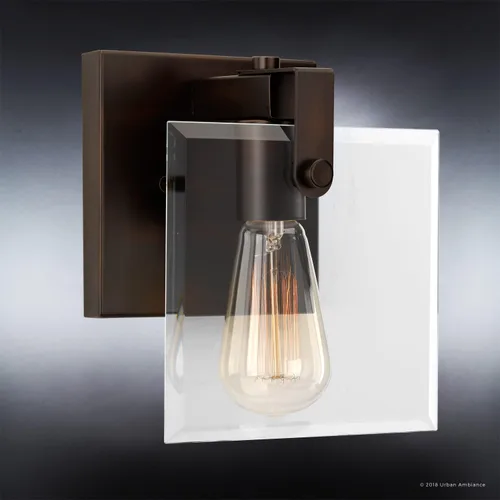 Vista 2 de Urban Ambiance UHP2454 - Lámpara de tocador de baño moderna de lujo, tamaño pequeño: 8.38 pulgadas de alto x 7 pulgadas de ancho, con elementos