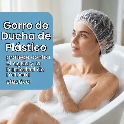 Vista 5 de MAQIHAN - 100 gorros de ducha desechables grandes – 20.5 pulgadas de plástico grueso