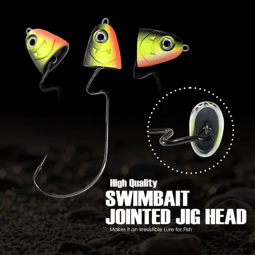 Vista 4 de Reaction Tackle Swimbait Swing Jig Head - Bass Fishing Lure, Ideal Bait for Saltwater Fishing and Freshwater, Weighted Weedless Hooks